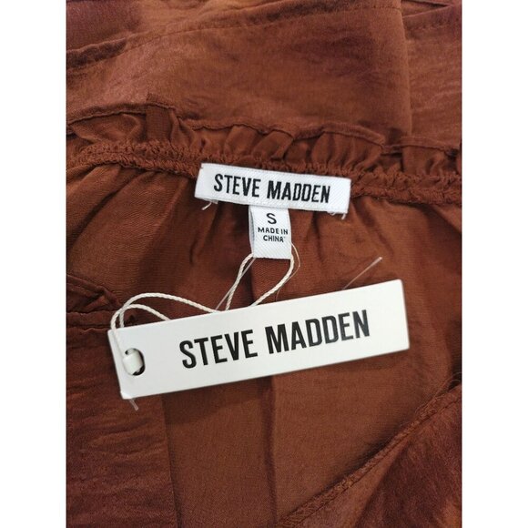 Steve Madden Womens Brown Ruffled Sleeveless Mini Dress S Polyester.NWT - Picture 3 of 7